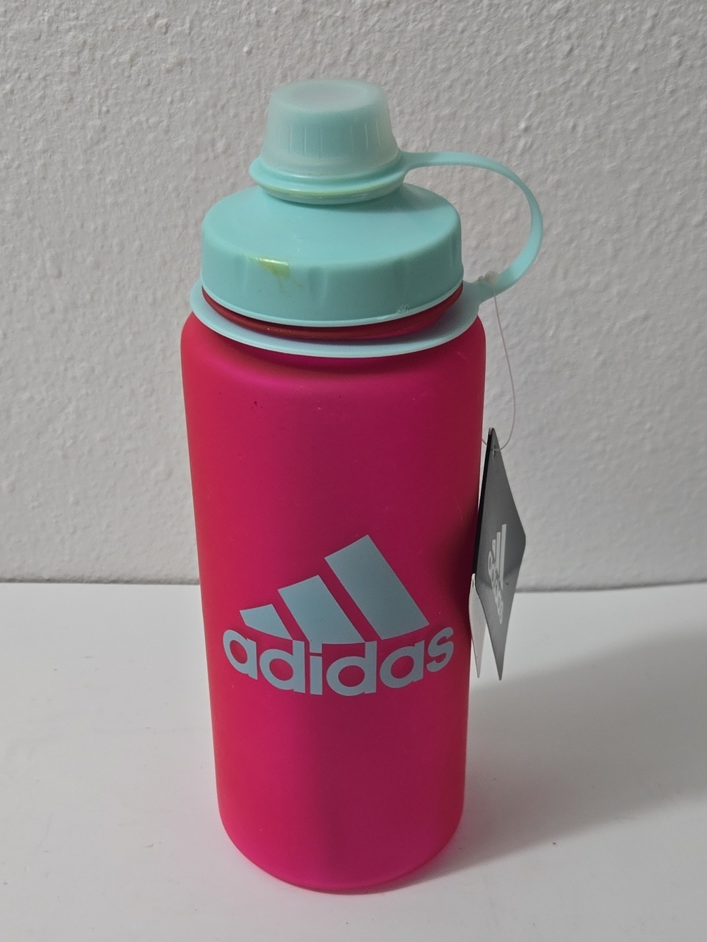 adidas Hot Pink Bottle with Light Blue Logo and Cap